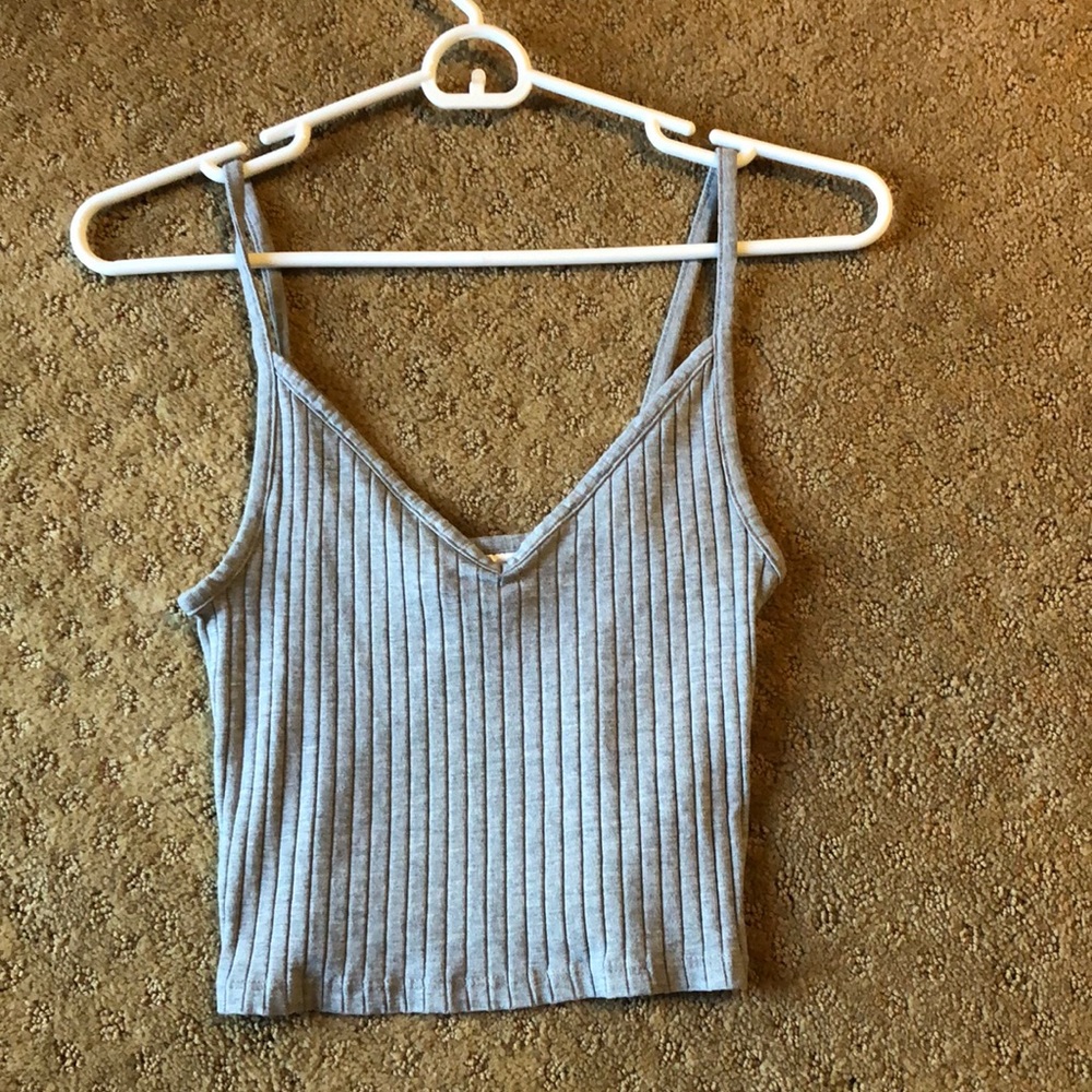 Grey ribbed tank top